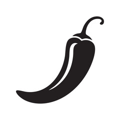 Black Silhouette Of A Chili Pepper On A White Background