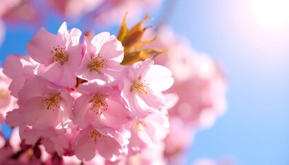 Obraz premium Close-up of beautiful pink cherry blossoms