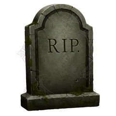 Weathered Gravestone with Spiderwebs: A Detailed RIP Headstone Illustration.