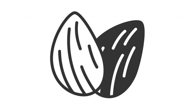 animated almond icon. Perfect for food, allergy, allergen, health, egg, fish, peanut, nutrition, drink, gluten, seafood, allergic, reaction, disease, allergens, ingredient, medicine and immune