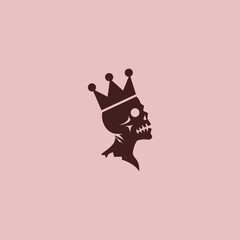 Crowned zombie logo in dark and creative silhouette illustration.