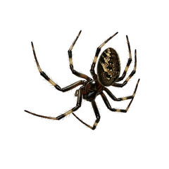 Detailed Illustration of a Spider Araneus diadematus Against White Background.