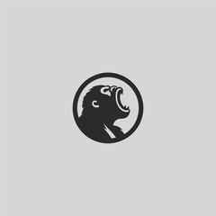 Screaming gorilla logo in strong and expressive silhouette design.