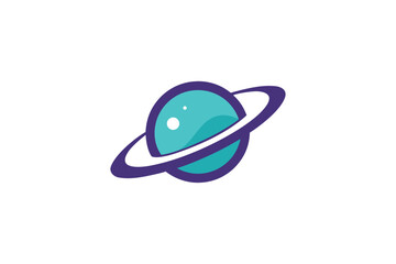 Minimal Galaxy Swirl Icon With Planet Ring In Center