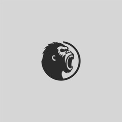 Screaming gorilla logo in strong and expressive silhouette design.