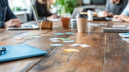 Fototapeta premium Team collaboration at wooden table