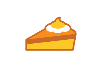 Pumpkin Pie Slice With Whipped Cream Icon Vector