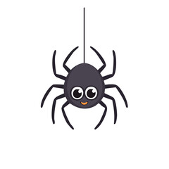 Obraz premium Cute Cartoon Black Spider Isolated on a Transparent Background 