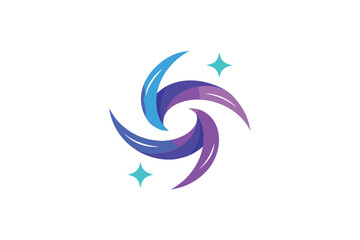Obraz premium Flat Style Purple And Blue Vortex Logo With Shining Effect On White