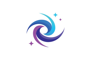 Flat Style Purple And Blue Vortex Logo With Shining Effect On White