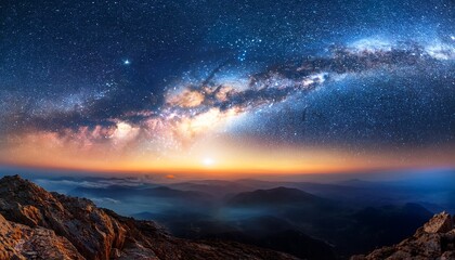 Naklejka premium exploring the mysteries of galaxies and cosmic phenomena in the night sky