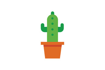 Cactus Plant In Pot Icon Vector Desert On White
