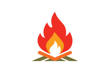 Campfire Icon Vector Outdoors On White
