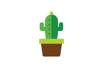 Cactus Plant In Pot Icon Vector Desert On White