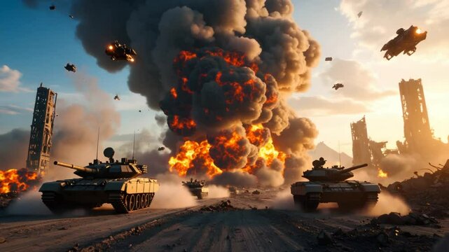 Explosion scene war conflict