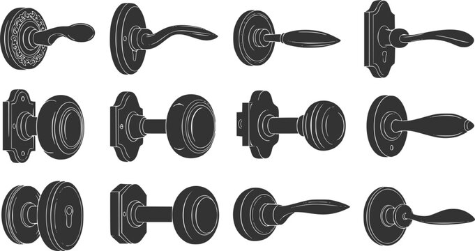 vector set of door knobs