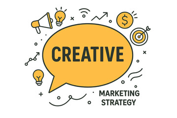 Creative marketing strategy concept. Business communication and advertising innovation. Idea generation for consumer engagement. Megaphone announcement, financial goal and target.