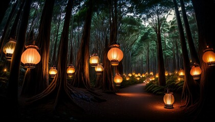 lanterns illuminate dark forest during matariki celebrations symbolizing renewal and remembrance