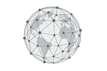 Global Network Connections, Digital Data Sphere, Worldwide Communication, Internet Technology, Connected Earth, Geometric Web, Globalization, Vector Illustration
