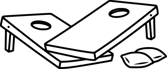Cornhole boards bean bag toss game outline icon vector
