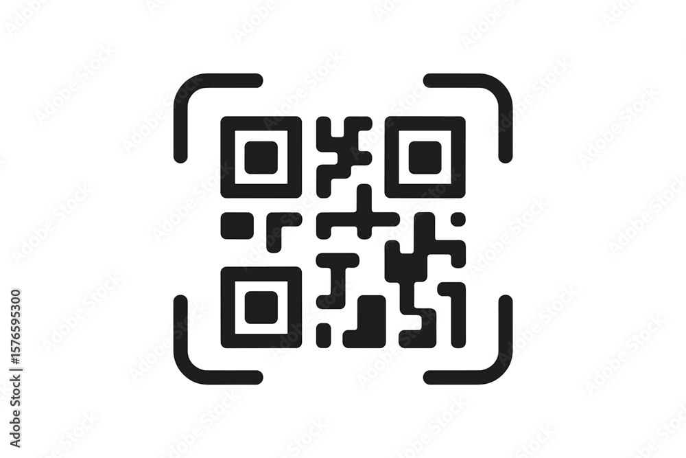 Poster minimalist qr code icon. modern black qr code symbol. vector illustration. isolated transparent back