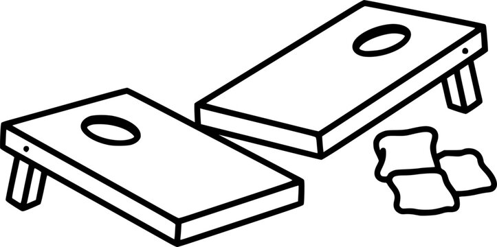 Cornhole boards bean bag toss game outline icon vector
