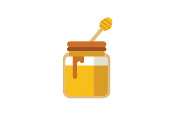 Jar Of Honey With Dipper Icon Vector Flat Style
