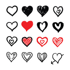 Hand drawn hearts graphics love valentine's day