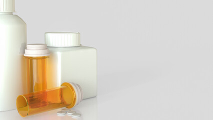 The Drug bottle on white background for Medical or health concept 3d Rendering.