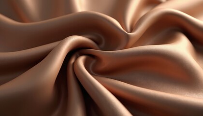 Luxurious satin fabric in warm mocha mouse brown tones, smooth texture, elegant sheen. High-quality material, reminiscent of chocolate, features subtle moire patterns, perfect for sophisticated