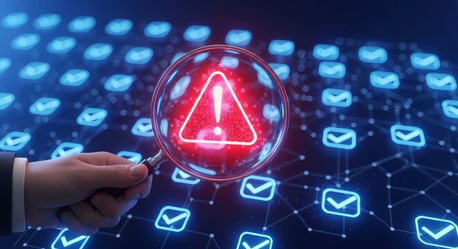 Email Security Threat Magnifying Glass Illustration