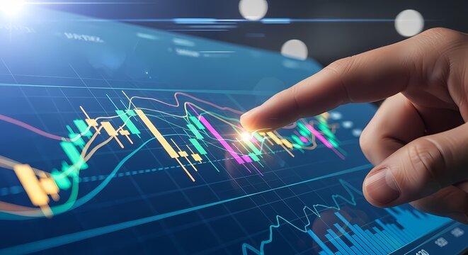 Stock Market Chart Analysis Finger Touch Technology
