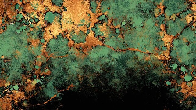 Abstract textured surface with mottled teal and amber tones, distressed effect - Powered by Adobe