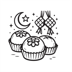 vector illustration of cupcakes in celebration day