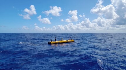 Yellow floating device in ocean