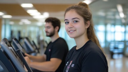 Young woman exercising in gym