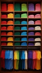Folded TShirts in Vibrant Colors, Closet Aesthetic