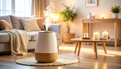 Cozy living room scene with humidifier