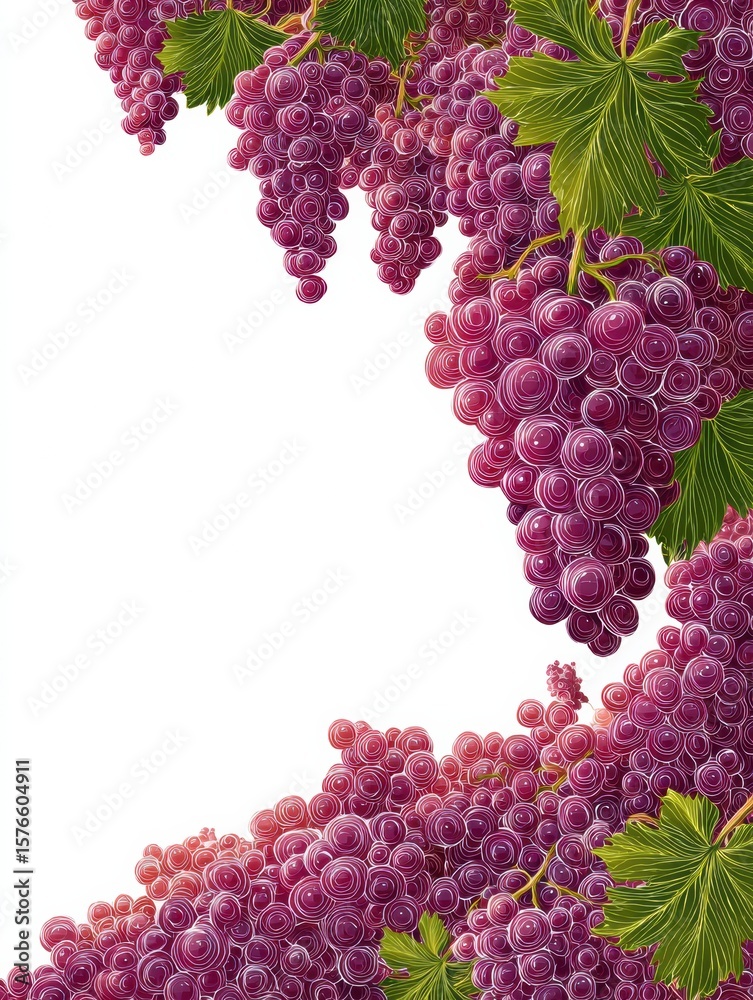 Aufkleber abstract design featuring grape clusters creating an organic wave effect on the right side with a wh
