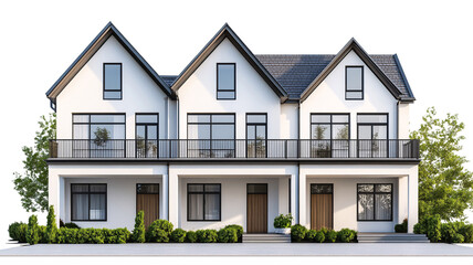 Townhouse for Residential Living and Architecture - Isolated on White Background