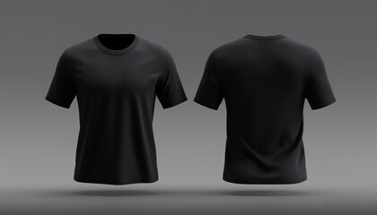 Plain Black TShirt Mockup Front and Back View