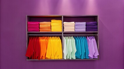 Brightly Colored tShirts on Display in Fashion Retail