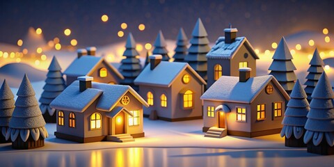 Magical Holiday Village Covered in Snow