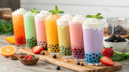 Refreshing Boba Milk Tea Drinks in Rainbow Colors