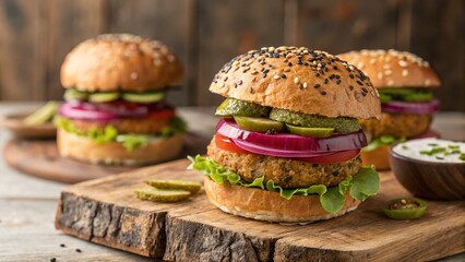 Delicious Homemade Veggie Burger with Fresh Ingredients
