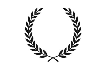 Laurel Wreath Vector Frame for Award, Certificate, Trophy, Achievement, Victory, Honor, Success, Classic Symbol, Black Silhouette, Isolated, Transparent Background