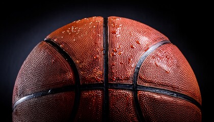 wet basketball close up dark background