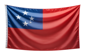 Vibrant national flag of Samoa featuring crisp stars and bold colors, ideal for political or cultural themes, transparent background
