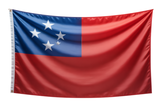 Vibrant national flag of Samoa featuring crisp stars and bold colors, ideal for political or cultural themes, transparent background