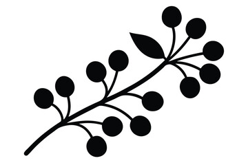 winter berry branch vector icon